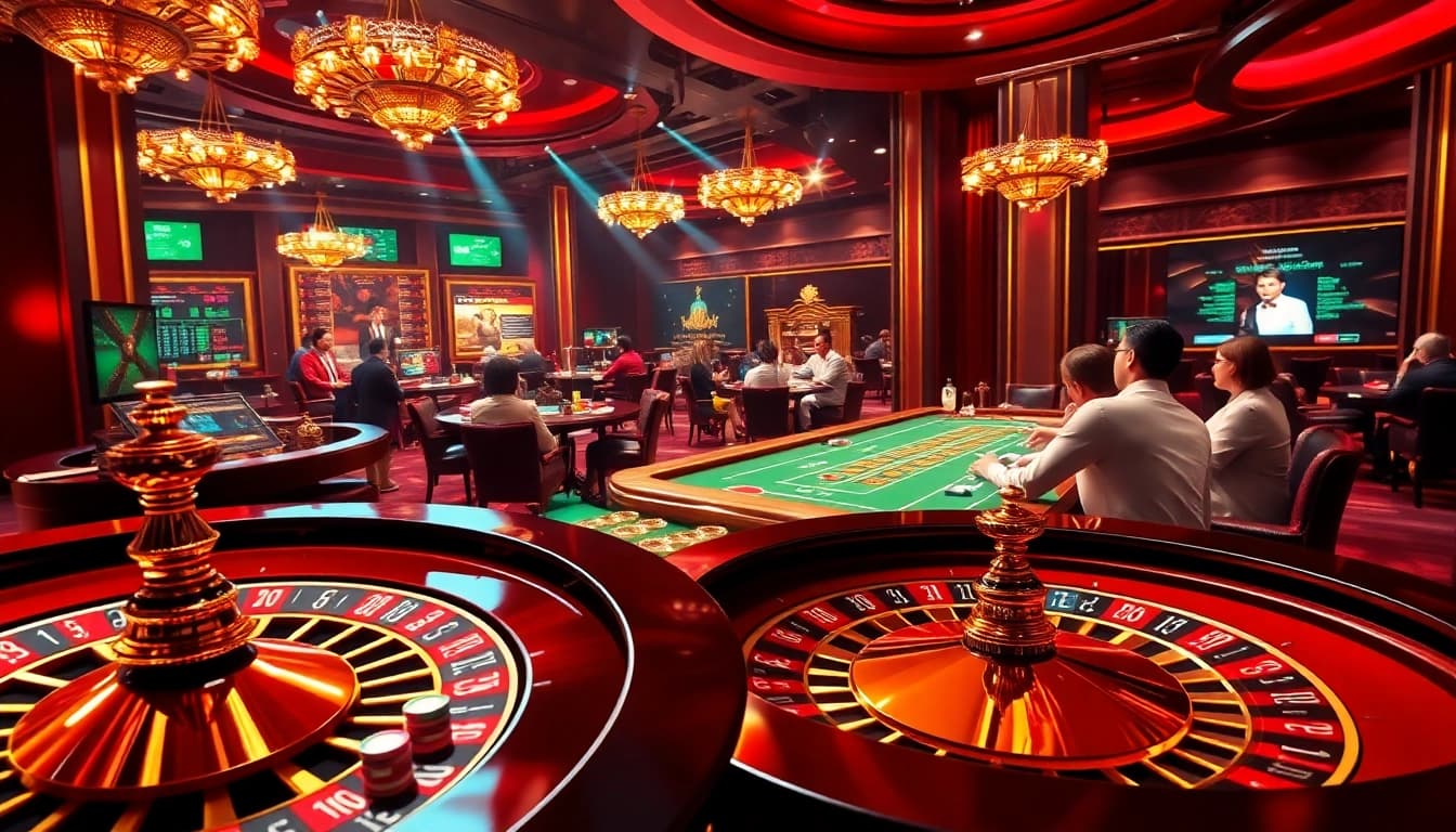 Experience nn88 đăng ký with vibrant online casino elements like roulette wheels and poker scenes.