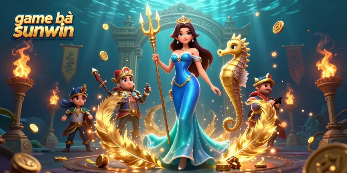 Engage in game bài sunwin with a stunning underwater casino scene featuring vibrant characters and elements.
