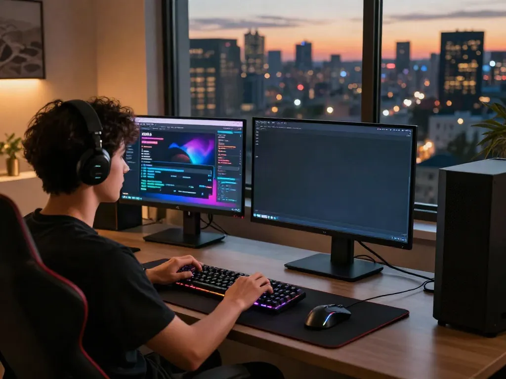 Engaging gaming setup featuring a user on the nhà cái da88 platform with vibrant graphics.