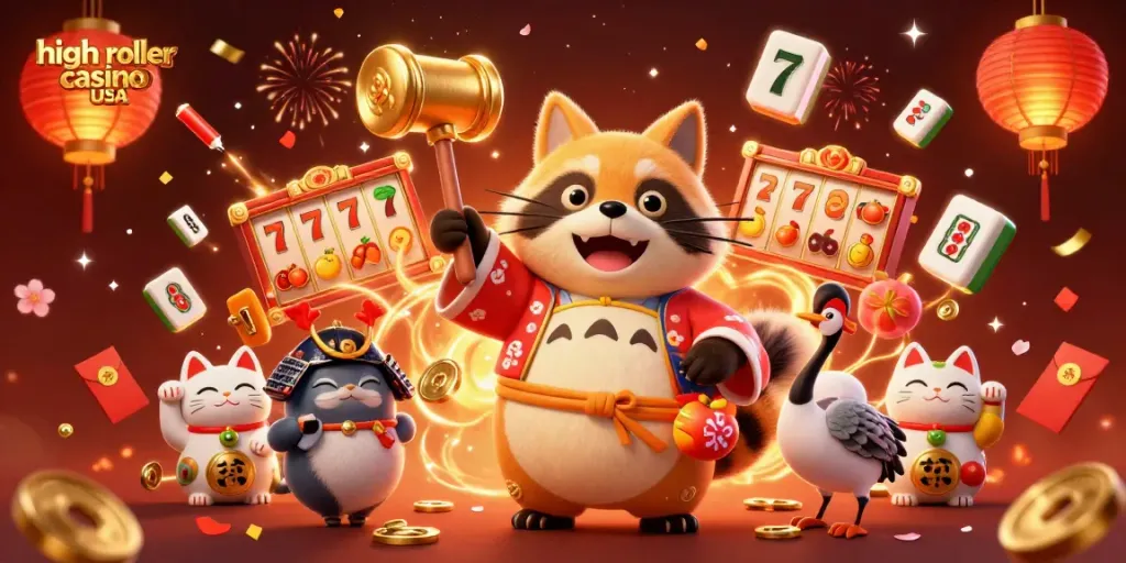 Engage in top-tier gaming at high roller casino usa with themed 3D characters and vibrant game elements.