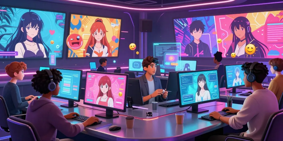 Engaging characters in dynamic conversations showcasing hentai ai chat within a vibrant digital lounge.