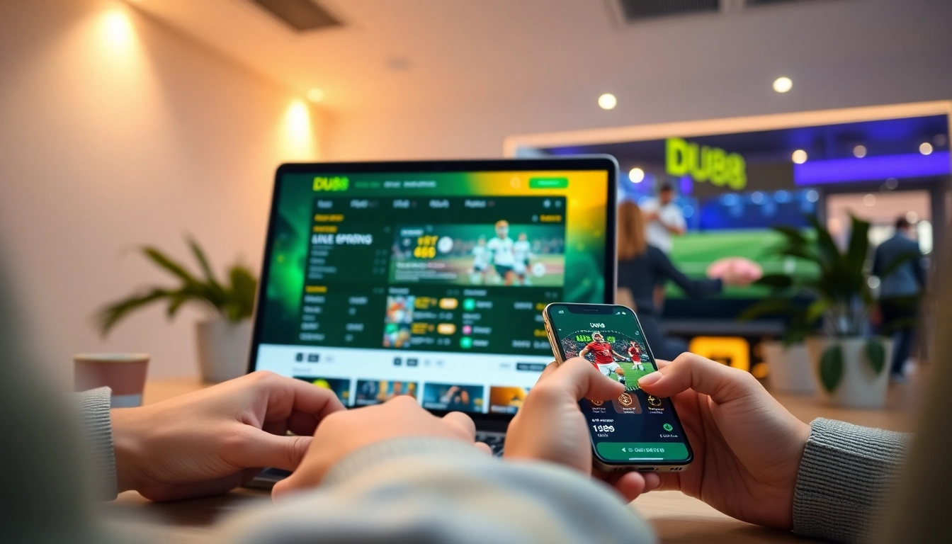 Engaging online betting scene with DU88 website interface and mobile app