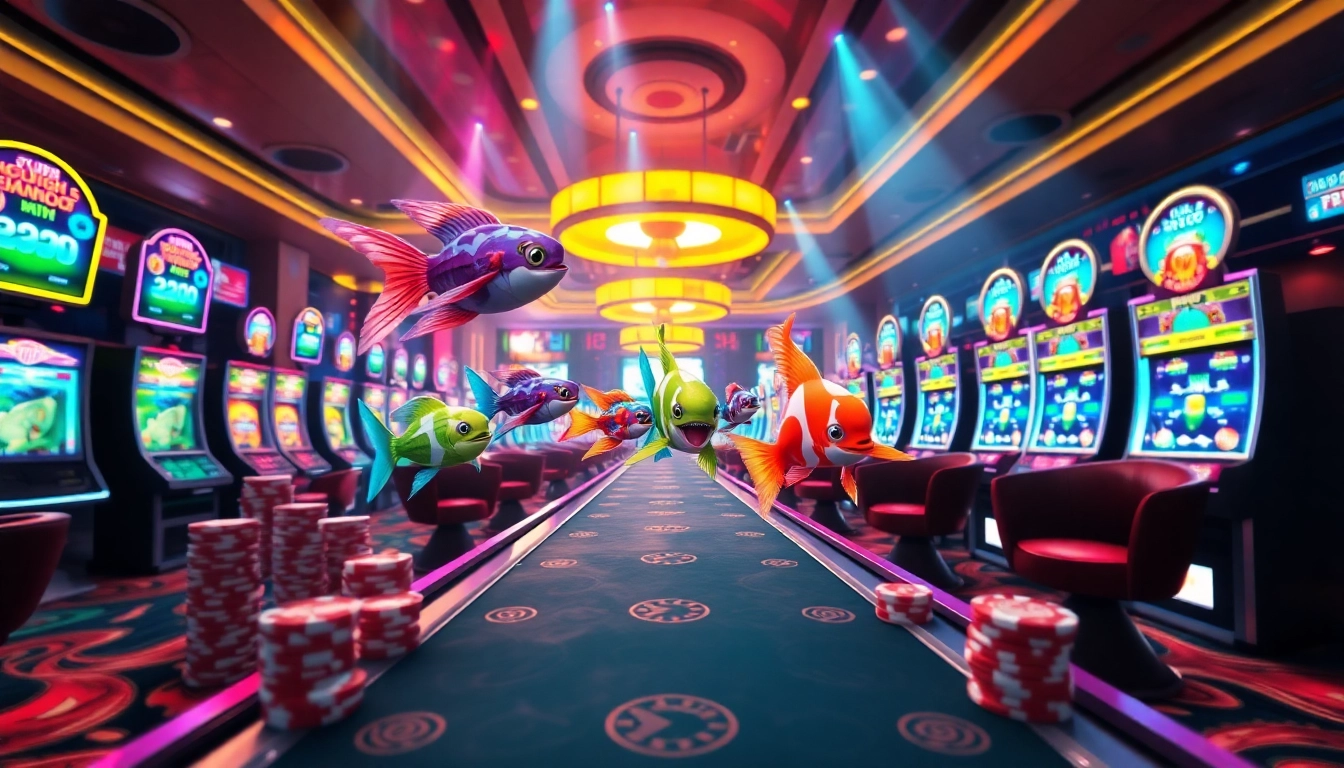 Experience the excitement of bắn cá đổi thưởng with vibrant 3D graphics and casino elements.