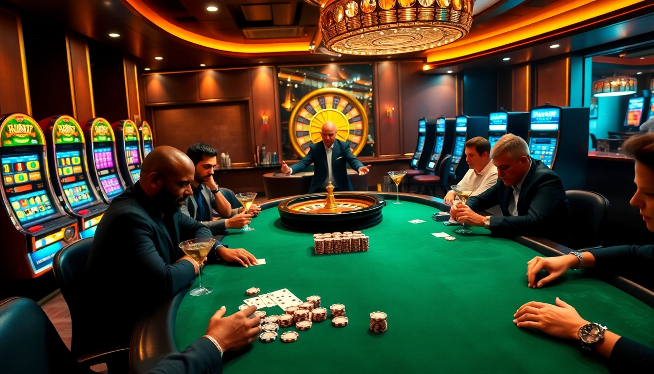 Engaging poker game atmosphere featuring FUN79 elements with vibrant casino tables and exciting gameplay.