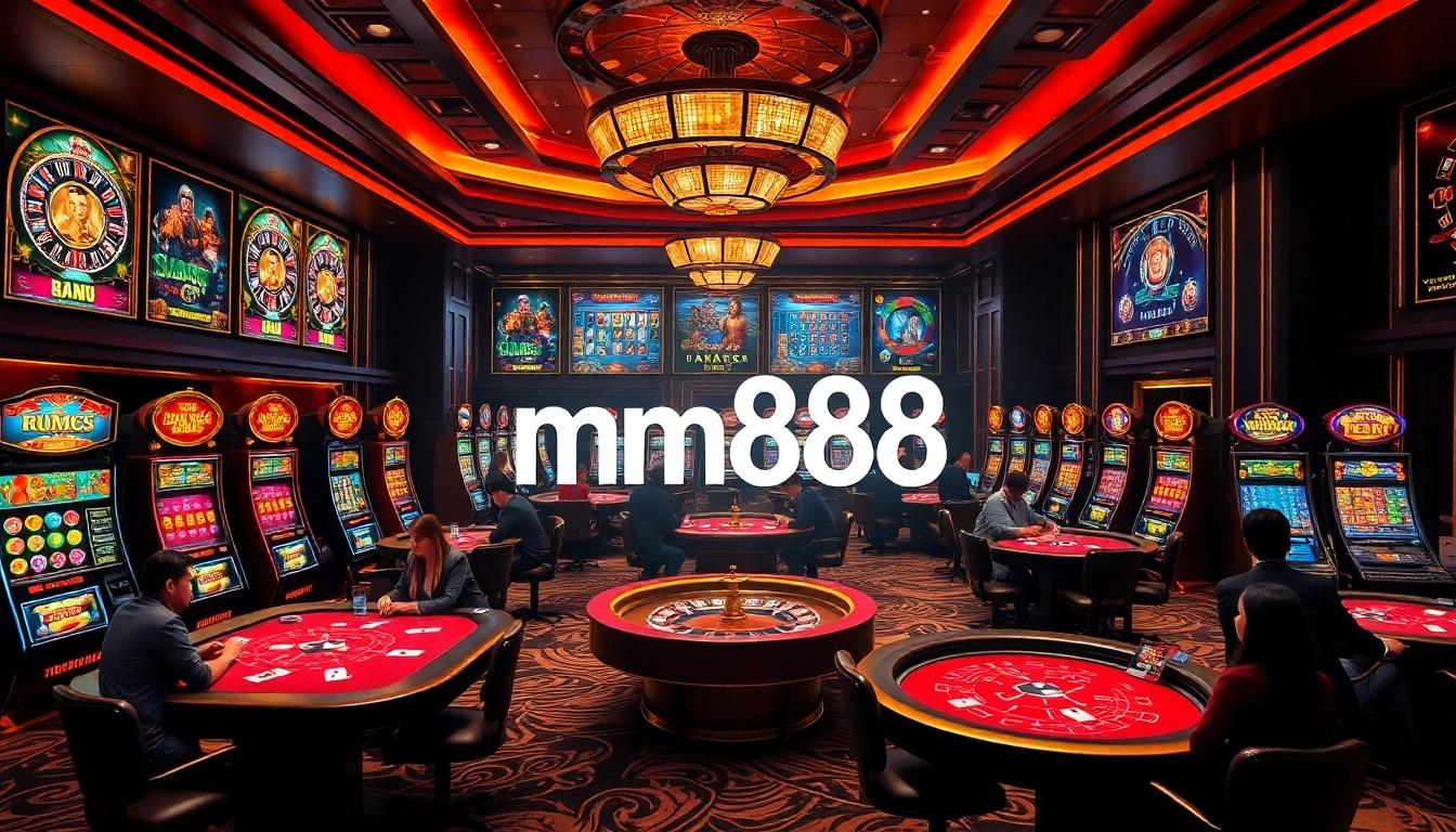 Experience the thrill of mm88-mm888 at a luxurious casino showcasing vibrant games and excitement.