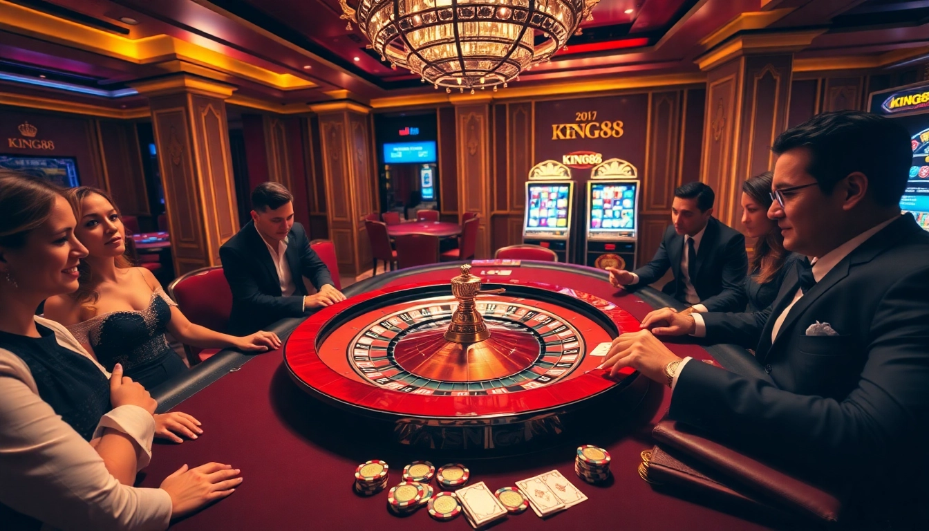 Experience the thrill of gambling at KING88's luxurious casino tables and vibrant slot machines.