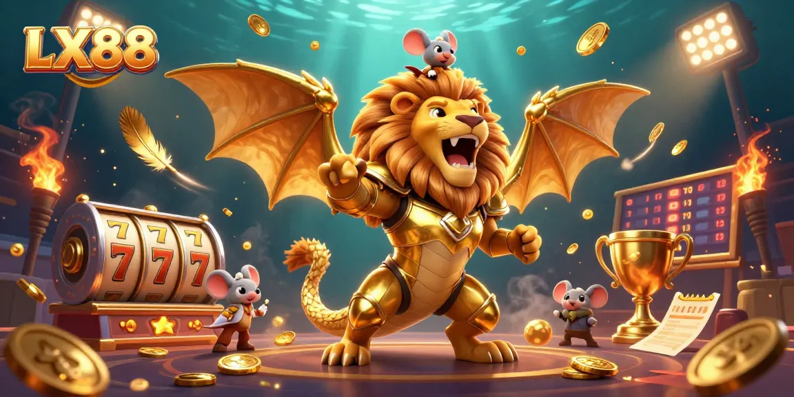 LX88 dominates the casino scene with powerful characters, slot reels, and sports elements in action.