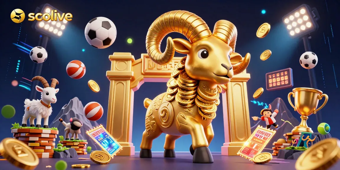 socolive brings excitement with a golden ram charging through a vibrant casino scene filled with sports elements and dynamic motion.