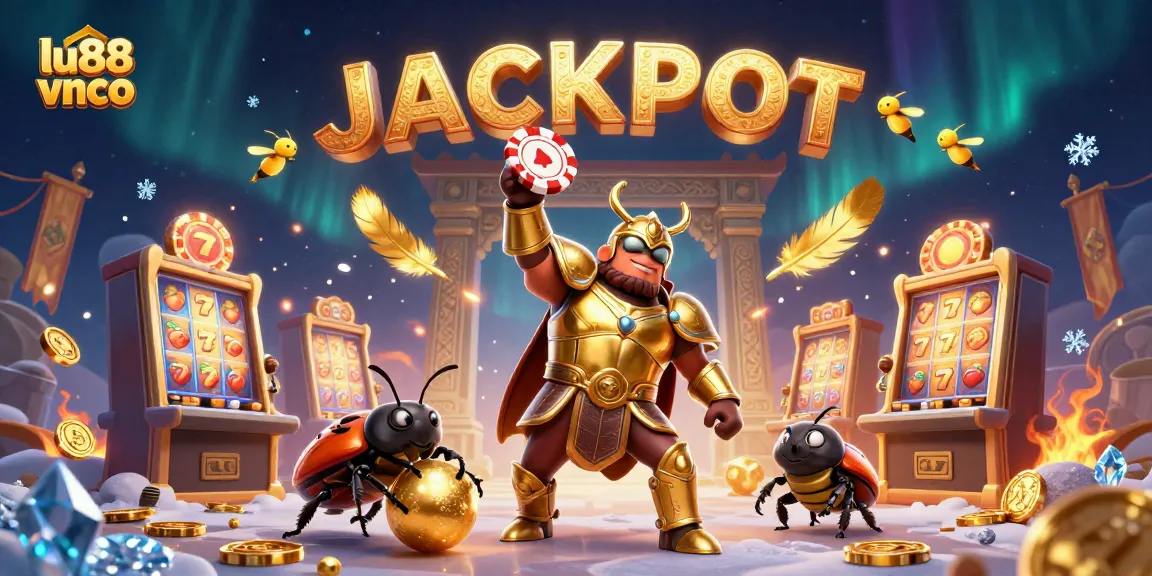 Engage in exciting gameplay at lu88 vnco featuring vibrant slot reels and a celebratory scene.