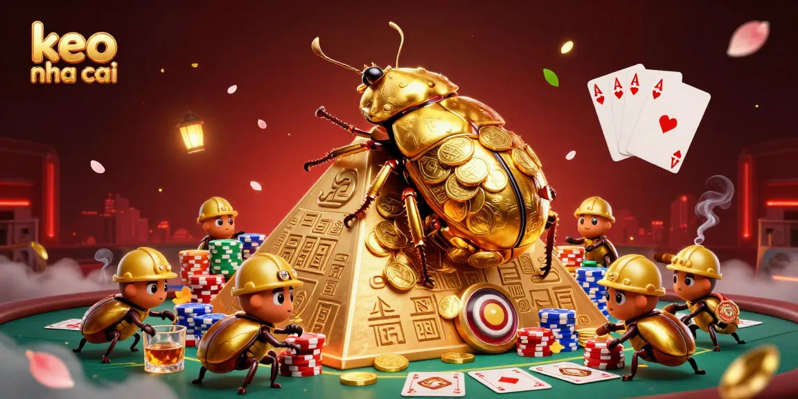 Explore keo nha cai with dynamic golden beetles and an energetic casino scene.