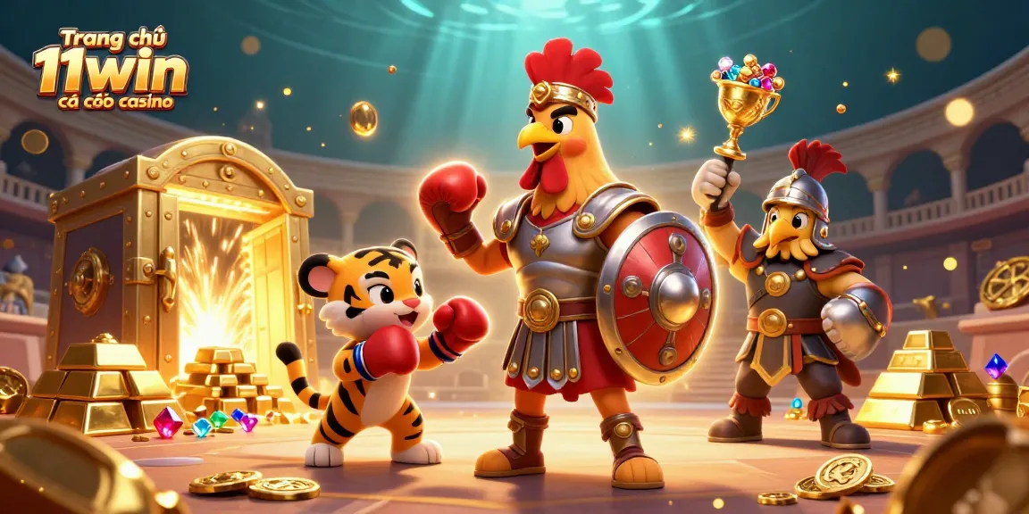 Win big with the dynamic 3D illustration of Trang chủ 11win cá cược casino showcasing vibrant elements.