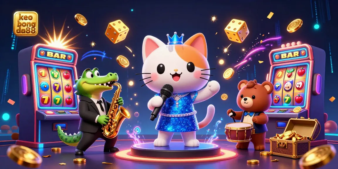Experience excitement with keo bong da88 featuring animated characters celebrating casino wins in a vibrant 3D style.